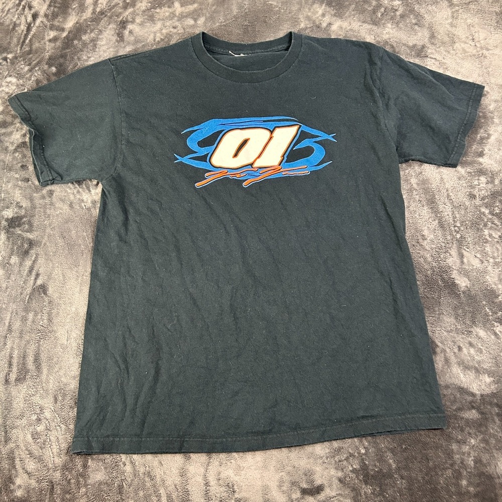 Vintage 01 Racing T-Shirt Men Black Sponsor Graphic Print Motorsports Sz Large‎